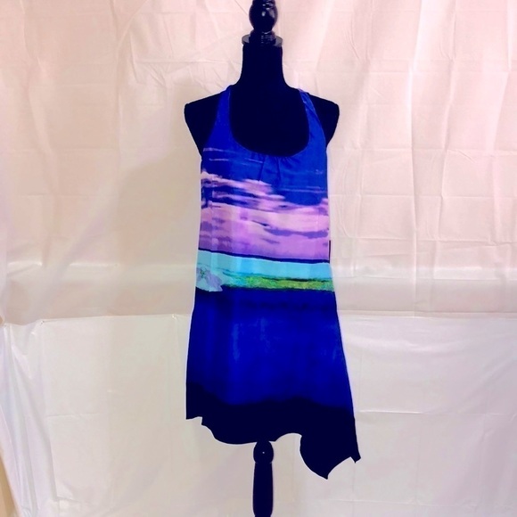 Love Stitch Watercolor Asymmetrical Racer-back Dress Size Medium - Picture 2 of 6